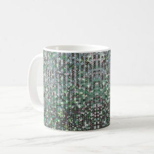 Emerald grönt mousserande glitter-sekvenser kaffemugg