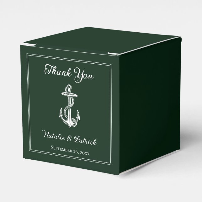 Emerald Grönt Nautical Anchor Wedding Favor Boxes Presentaskar (Framsidan Sidan)
