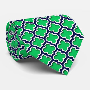 Emerald Grönt Navy White Moroccan Quatrefoil #5DS Slips