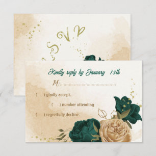 emerald grönt och beige guld blommor OSA kort