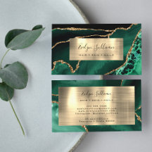 Emerald Grönt och Gold Foil Agate Affärskort