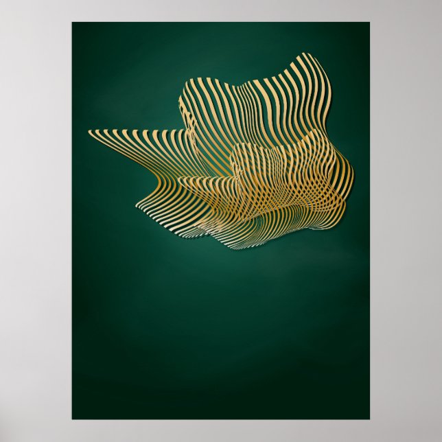 Emerald Grönt och Guld Abstrakt Wall Art Art Poster (Framsidan)