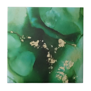 Emerald Grönt och Guld Agate Quartz Kakelplatta