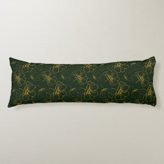 Emerald Grönt och Guld Blommigt Body Pillow Kroppskudde