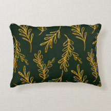 Emerald Grönt och Guld Blommigt Sprig Lumbar