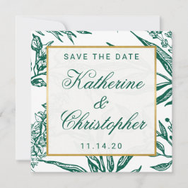 Emerald Grönt och Guld Botanical Save the Date