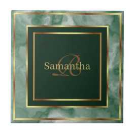 Emerald Grönt och Guld Geometric Marble Kakelplatta