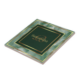 Emerald Grönt och Guld Geometric Marble Kakelplatta