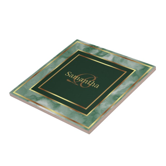 Emerald Grönt och Guld Geometric Marble Kakelplatta (Sidan)