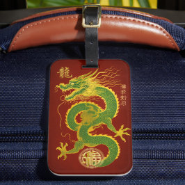 Emerald Grönt och Guld Lucky Lunar Dragon Bagagebricka