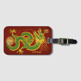 Emerald Grönt och Guld Lucky Lunar Dragon Bagagebricka
