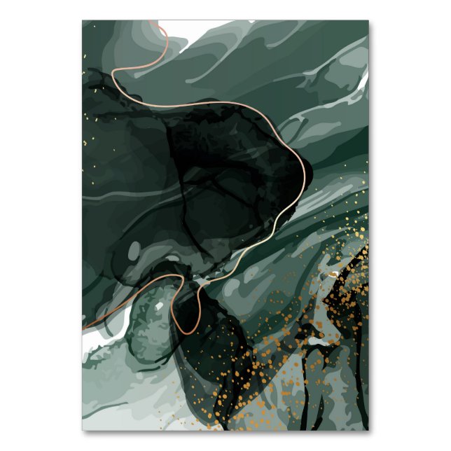 Emerald Grönt och Guld Marble, Marble Background Bordsnummer (Framsidan)