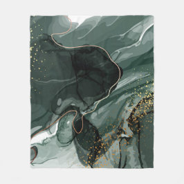 Emerald Grönt och Guld Marble, Marble Background Fleecefilt