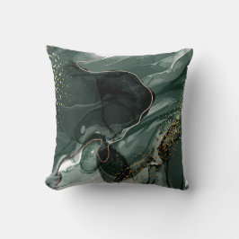 Emerald Grönt och Guld Marble, Marble Background Kudde