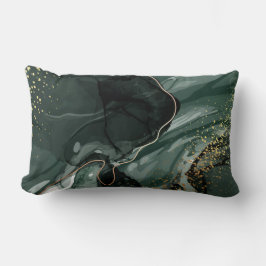 Emerald Grönt och Guld Marble, Marble Background Lumbarkudde