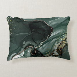 Emerald Grönt och Guld Marble, Marble Background Prydnadskudde