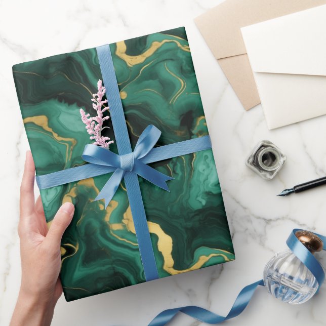 Emerald grönt och guld marble stil mönster presentpapper (Gifting)