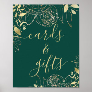 Emerald Grönt och Guld Modern Blommigt Cards & Gif Poster