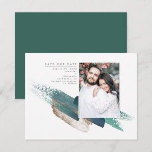 Emerald Grönt och Guld Modern Save Date Photo Spara Datumet
