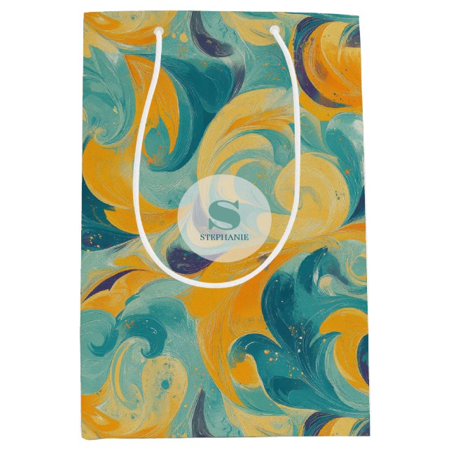 Emerald Grönt och Guld Paisley-Inspired Abstrakt (Framsidan)