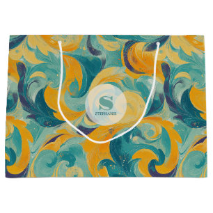 Emerald Grönt och Guld Paisley-Inspired Abstrakt