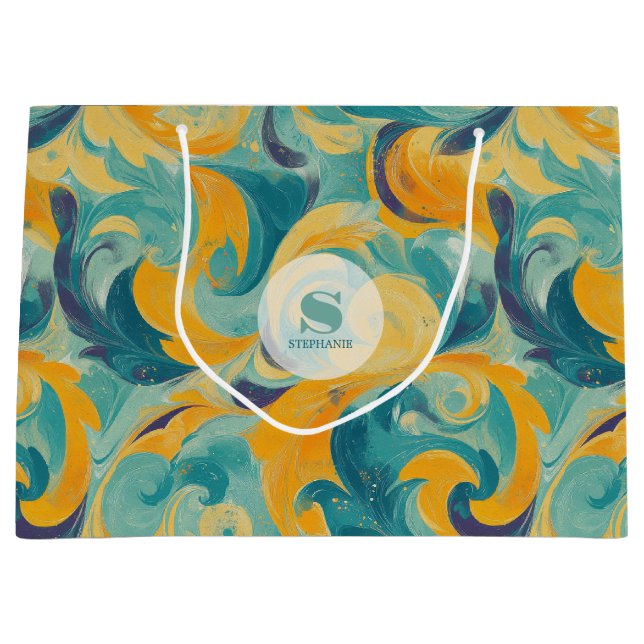 Emerald Grönt och Guld Paisley-Inspired Abstrakt (Framsidan)
