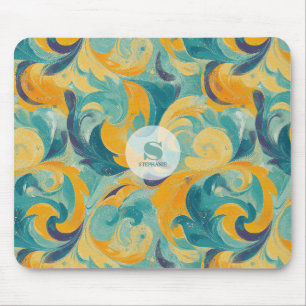 Emerald Grönt och Guld Paisley-Inspired Abstrakt Musmatta