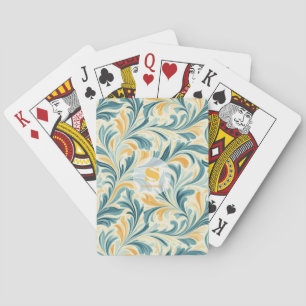Emerald Grönt och Guld Paisley Löv Mönster Casinokort