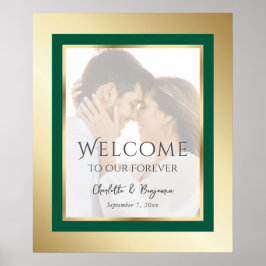 Emerald Grönt och Guld Photo Bröllop Välkomstskylt Poster