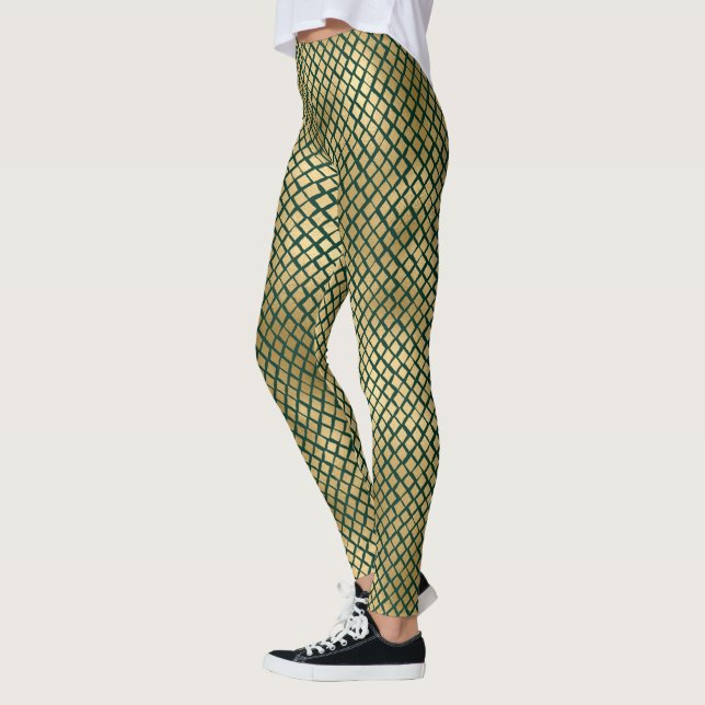 Emerald Grönt och Guld Snake Skin Leggings (Vänster)