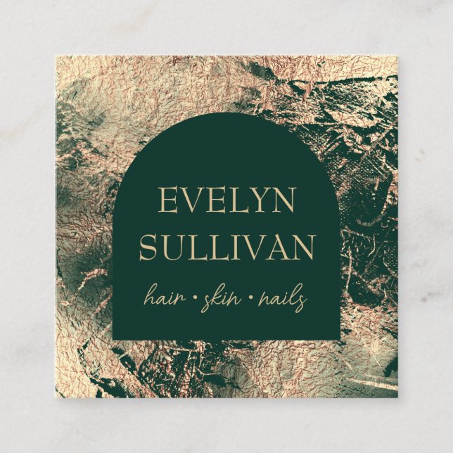 Emerald grönt och guld struktur affärskort fyrkantigt visitkort (Framsida)