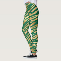 Emerald Grönt och Guld Zebra/Tiger Stripe Leging