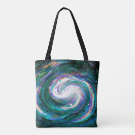 Emerald Grönt och Lila Painting Galaxy Tygkasse