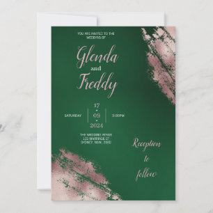 Emerald Grönt och Ro Guld bröllopsinbjudan Inbjudningar