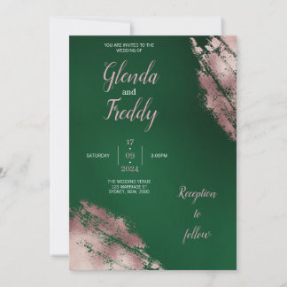 Emerald Grönt och Ro Guld bröllopsinbjudan Inbjudningar