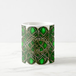 Emerald Grönt och Silver Celtic Knots Kaffemugg