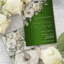 Emerald Grönt och Vit ros Bouquet Bröllop