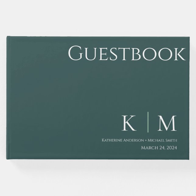 Emerald Grönt och White-Bröllop Gästböcker (Framsida)