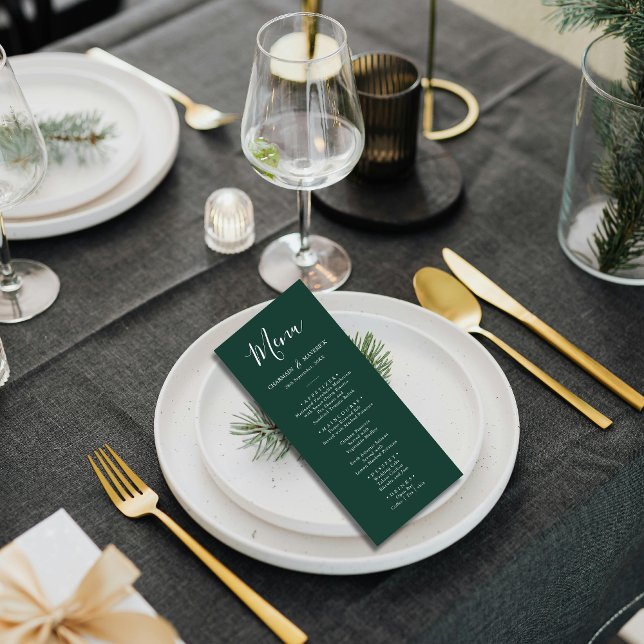 Emerald Grönt och White Bröllop Menu Meny (Skapare uppladdad)