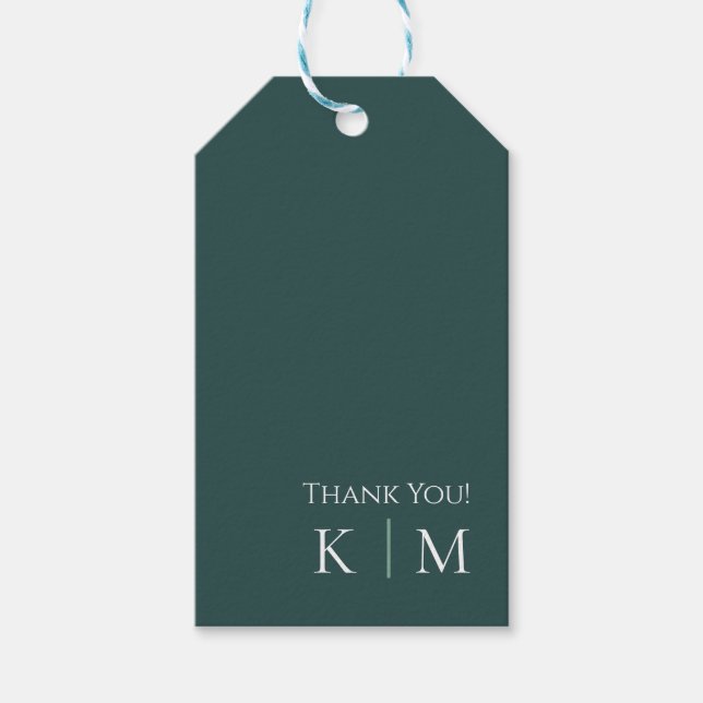 Emerald Grönt och White-Bröllop Tack.- Presentetikett (Framsidan)
