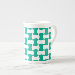 Emerald Grönt och White Geometric Mönster Benporslin Mugg