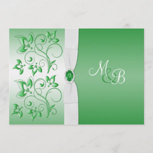 Emerald Grönt och White II Monogram Inbjudan