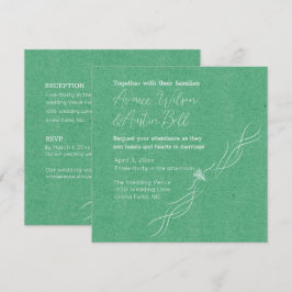 Emerald Grönt och White Minimalist Bröllop Inbjudningar