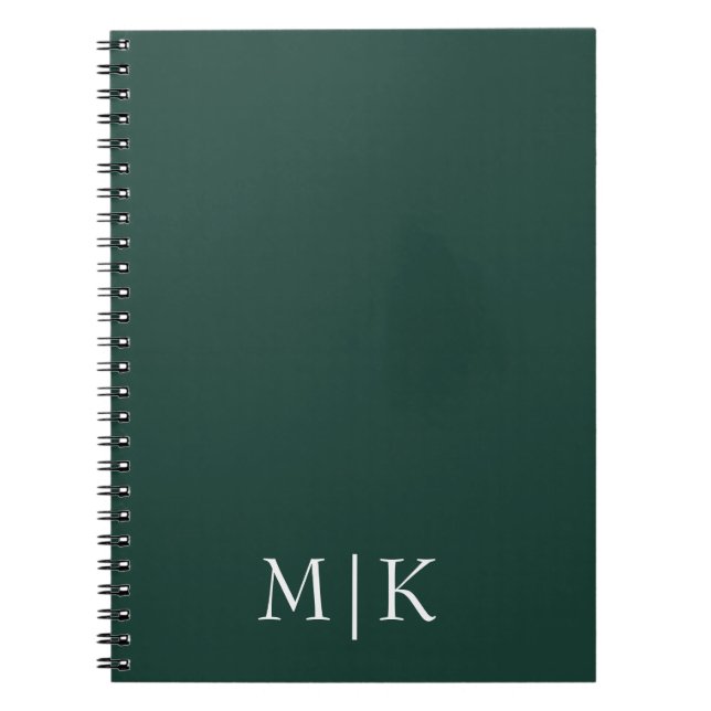Emerald Grönt och White | Modern Monogram Anteckningsbok (Framsidan)