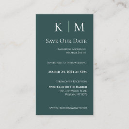 Emerald Grönt och White-Modern-Save the Date- Visitkort