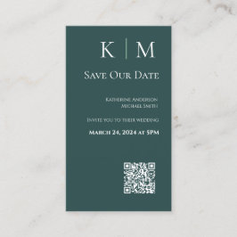Emerald Grönt och white-Modern-Save the Date- Visitkort