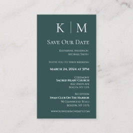 Emerald Grönt och white-Modern-Save the Date- Visitkort