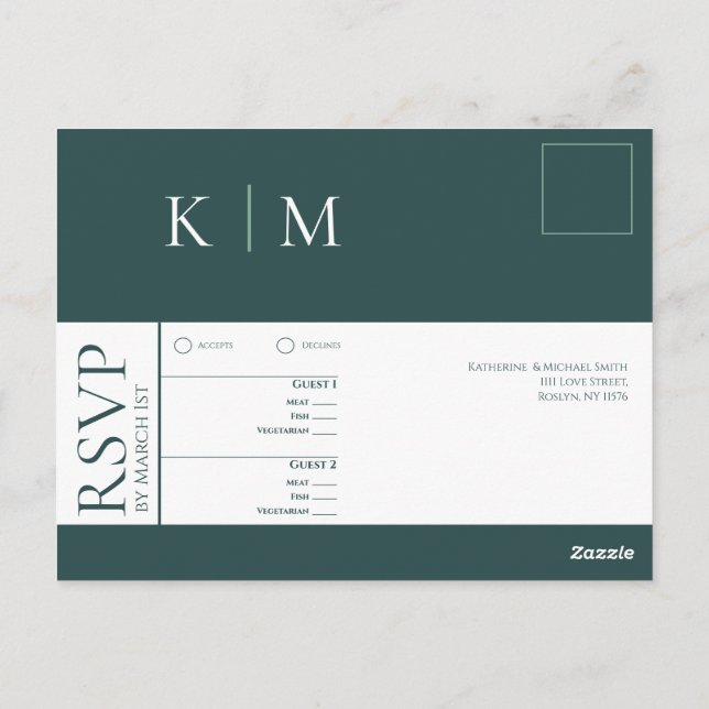 Emerald Grönt och White-OSA-Bröllop- Vykort (Baksida)