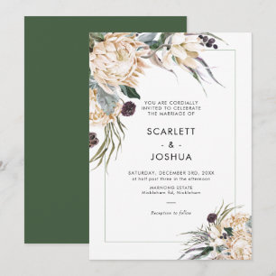 Emerald Grönt och White Protea Wedding bjudande Inbjudningar