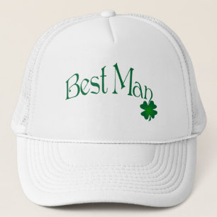 Emerald Grönt och White Shamrock Best Man Cap Keps